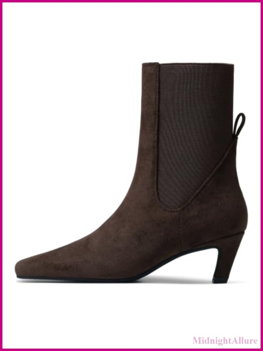 Womens Kitten Heel Ankle Boots Faux Suede Chelsea Booties Square Toe